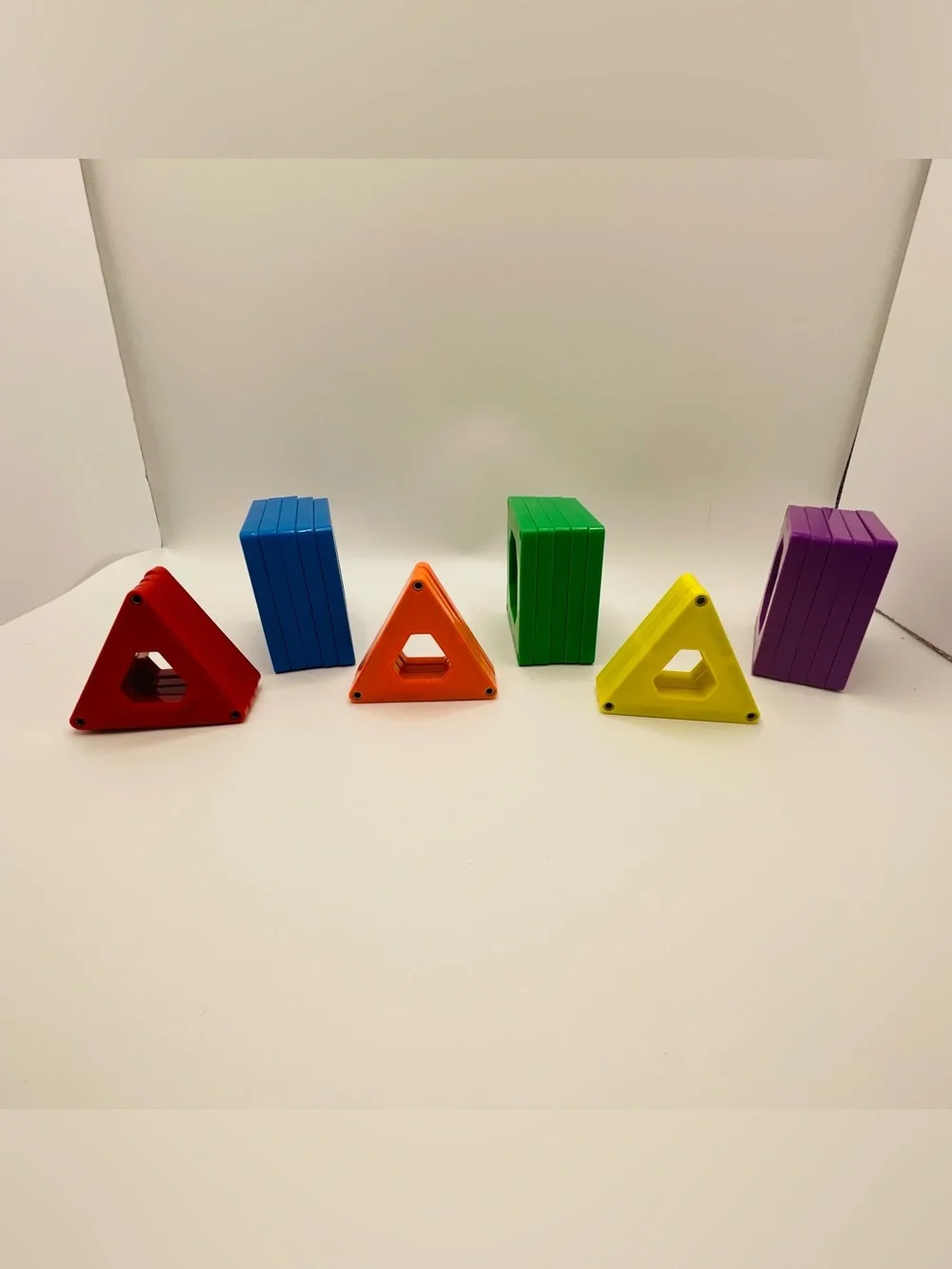 Magnetic Tiles Building 25 Lot Kids Toys 15 Squares 10 Triangles STEM Education